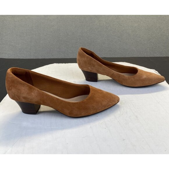 Clarks Shoes - Clarks Women's Teresa Step Dark Tan Suede 261678354070‎ Heels,Size 9.5M